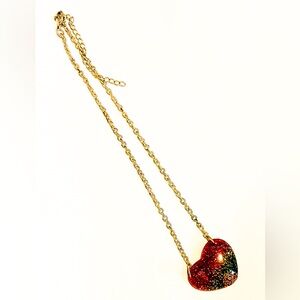 Heart Shaped Resin Multicolored Glitter  Necklace